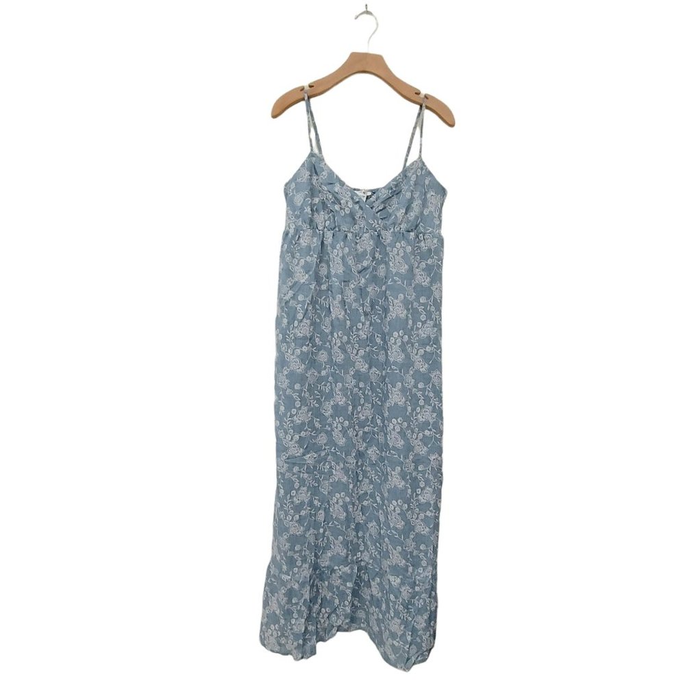 Esley Womens Blue Maxi Dress Size Large Sleeveless Adjustable Strap Floral